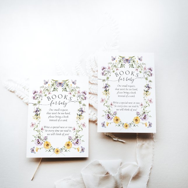 Begäran från Butterfly Baby Shower Wildblomma Bok Tilläggskort (Skapare uppladdad)