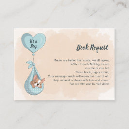 Begäran från Cute Fransk Bulldog Puppy Blue Heart Tilläggskort