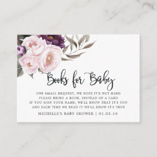 Begäran från Deep Velvet Blommigt Baby Shower Bok Tilläggskort
