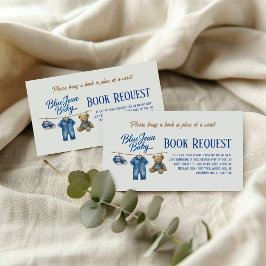 Begäran från Denim Bear Blue Jean Baby Shower Bok Tilläggskort