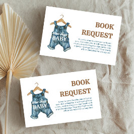 Begäran från Denim Blue Jean Pojke Baby Shower Bok Tilläggskort