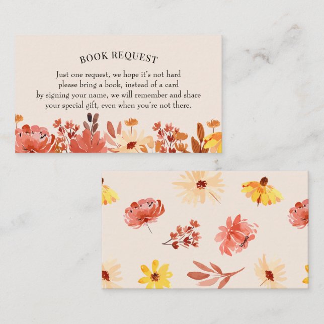 Begäran från Fall Wildblomma Bok/Bok för införande Visitkort (Fram/baksida)