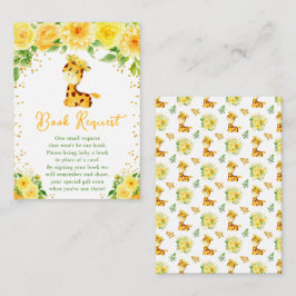 Begäran från Giraffe Gult Blommigt Baby Shower Bok Tilläggskort