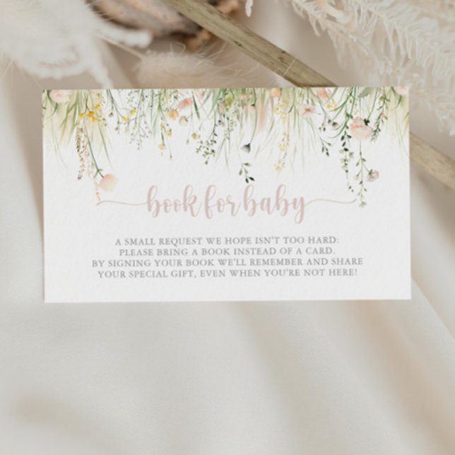 Begäran från Greenery Boho WildblomBaby Shower Bok Tilläggskort (Skapare uppladdad)
