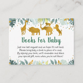 Begäran från Greenery Guld Safari Baby Shower Bok Tilläggskort