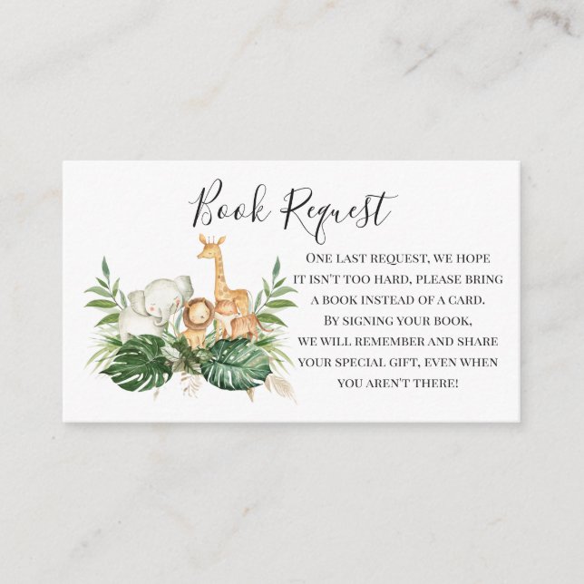 Begäran från Grey och Safari Animals Bok Tilläggskort (Framsida)