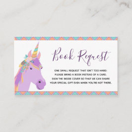 Begäran från Magic Lila Unicorn Baby Shower Bok Tilläggskort