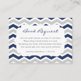Begäran från Navy Blue Grått Boy Baby Shower bok Tilläggskort