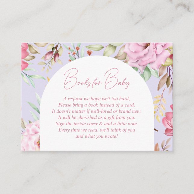 Begäran från rosa och Lavender Blommigt Baby Bok Tilläggskort (Framsida)