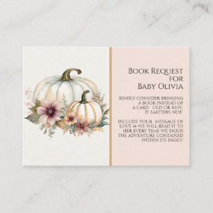 Begäran från Rustic White Pumpkin Rosa Fall Blommi Visitkort