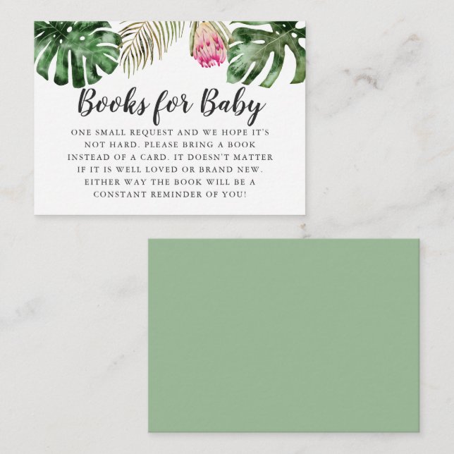 Begäran från Tropical Grey Baby Shower Bok Tilläggskort (Fram/baksida)