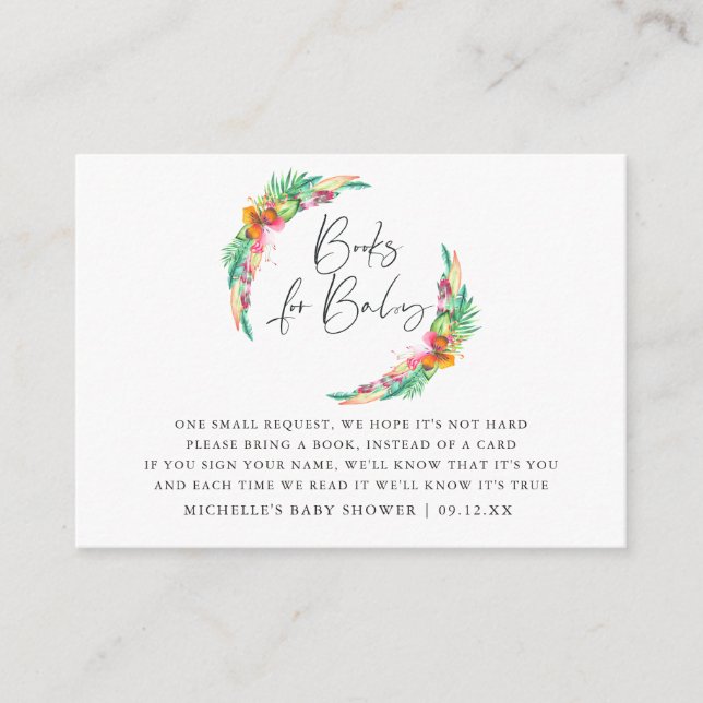 Begäran från Tropical Summer Beach Baby Shower Bok Tilläggskort (Framsida)