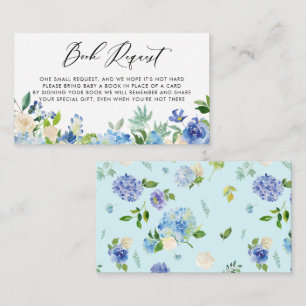Begäran från Watercolor Blue Hydrangea Flowers Bok Tilläggskort