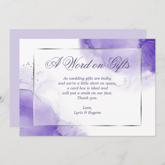 Begäran om Amethyst Lila Card-ruta Inbjudningar (Fram/baksida)