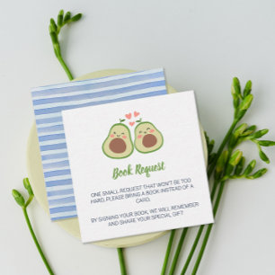 Begäran om Avocado Gender Neutral Baby Shower Bok Tilläggskort