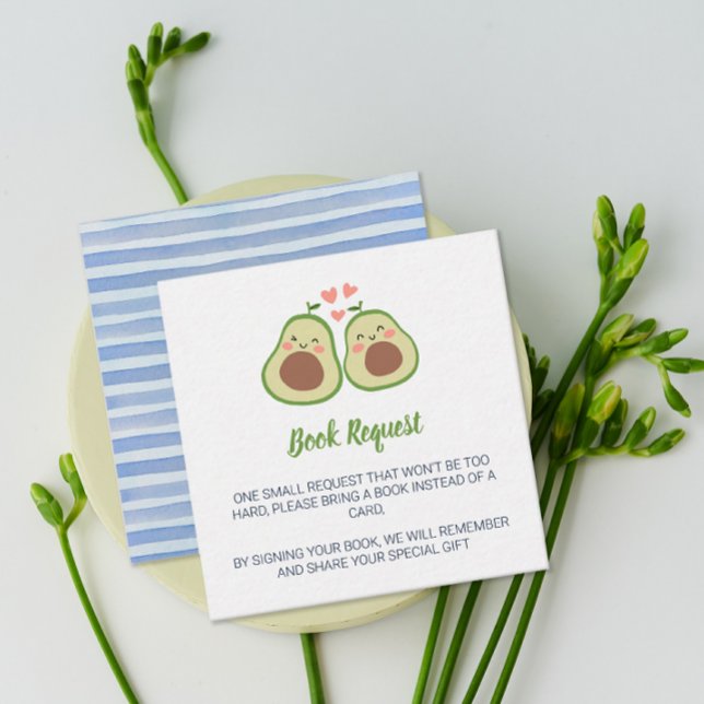 Begäran om Avocado Gender Neutral Baby Shower Bok Tilläggskort (Avocado Gender Neutral Baby Shower Book Request Enclosure Card)
