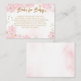 Begäran om baby shower-bok med rosa guld snöflingo tilläggskort