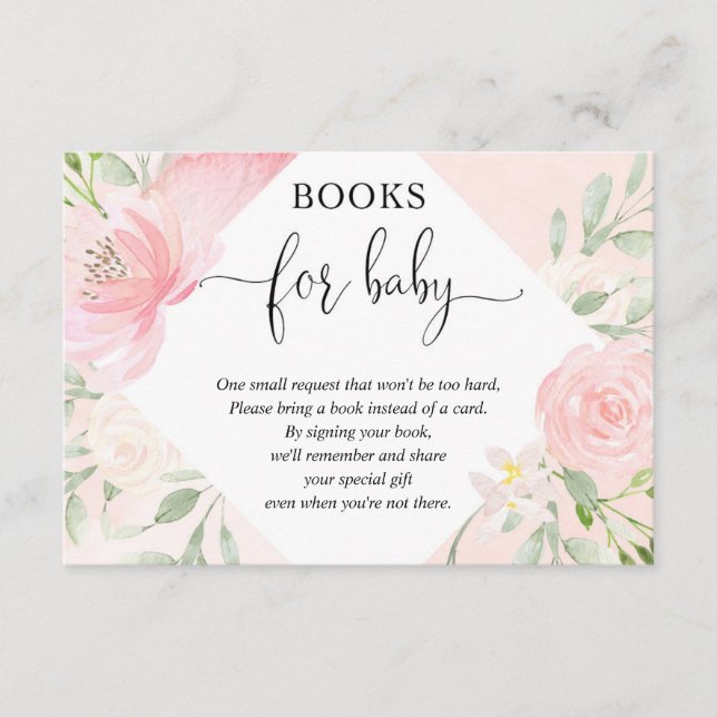 Begäran om babydusch i bok för  rosa ros-guld tilläggskort (Framsida)