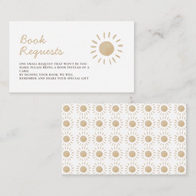 Begäran om babykläder för Sol i Gult Bok Tilläggskort (Fram/baksida)