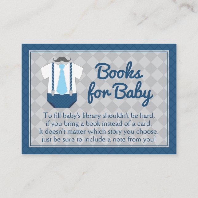 Begäran om barnbok för litet man på baby shower tilläggskort (Framsida)