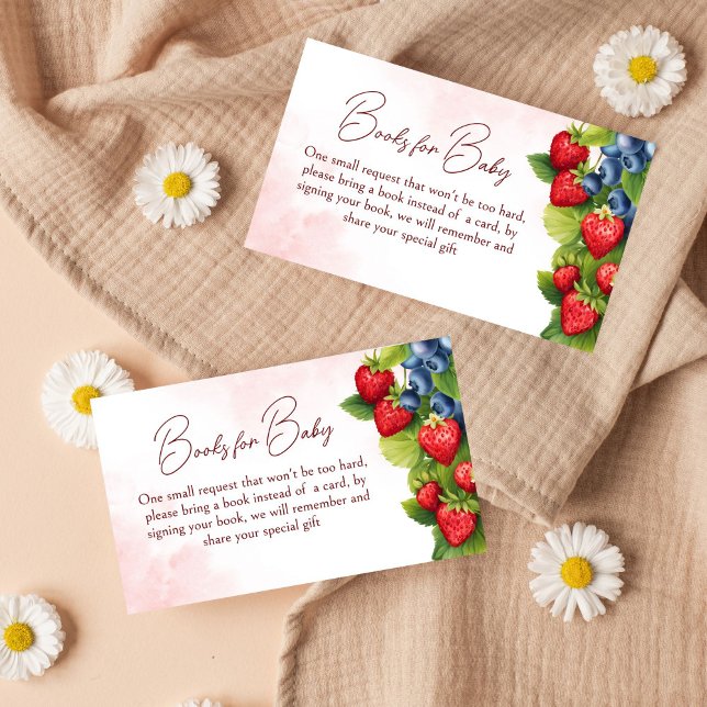 Begäran om Berry gullblåbär bok Tilläggskort (Berry sweet blueberry strawberry spring summer baby shower book request card books for baby)