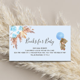 Begäran om blå pampas teddy pojke baby shower bok tilläggskort
