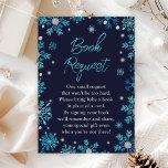 Begäran om blått och Silver Snöflingor Winter Bok Tilläggskort<br><div class="desc">Kortet för elegant och glamorös bok kräver vattentorturkos blå och silver faux glitter snöflingor och gnistor på marin blå bakgrund. Texten kombinerar handskript och modernt sans serif typsnitt för ett klassligt och sofistikerat utseende. Det här är perfekt för en vinter- eller julbabydusch. Grafik efter www.etsy.com/uk/shop/SunflowerDayLove</div>
