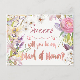 Begäran om blommigt Bunches Maid of honor Vykort