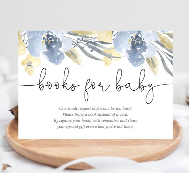 Begäran om blommigt för dammblått gult-babydusch b tilläggskort (Skapare uppladdad)