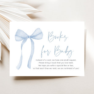 Begäran om Blue Bow Boy Baby Shower Bok Tilläggskort