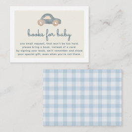 Begäran om Blue Car Baby Shower Bok Tilläggskort