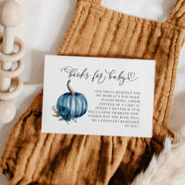 Begäran om Blue Flower Pumpkin Baby Shower Bok Tilläggskort