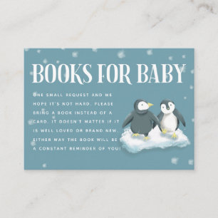 Begäran om Blue Penguins Winter Baby Shower Bok Tilläggskort