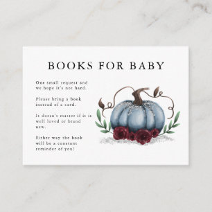 Begäran om Blue Silver Pumpkin Baby Shower Bok Tilläggskort