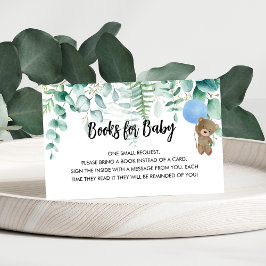 Begäran om Blue teddy babydusch-skog bok Tilläggskort