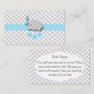 Begäran om Blue White Grått Elephant Baby Shower B Tilläggskort