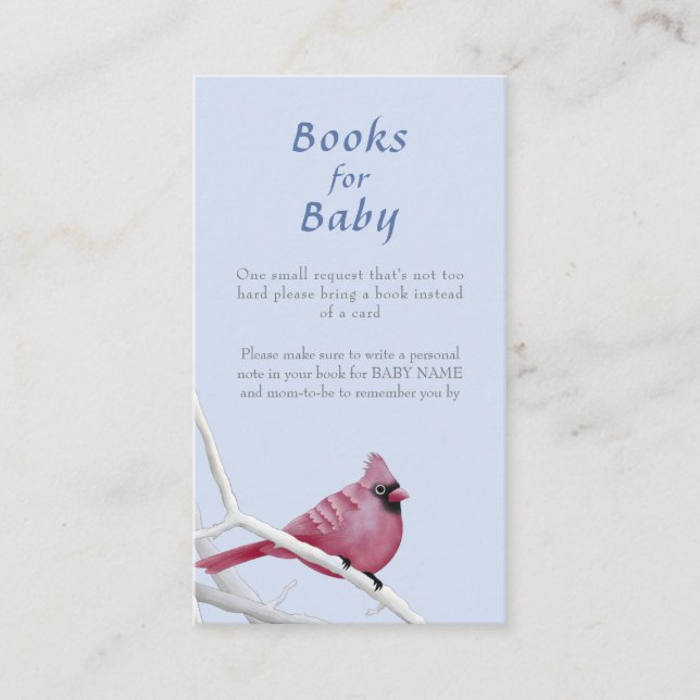 Begäran om Blue Winter-kardinal Bird Shower Bok Tilläggskort (Framsida)
