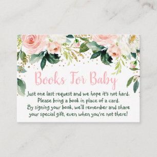 Begäran om Boho Blommigt Rosa Guld Baby Shower Bok Tilläggskort
