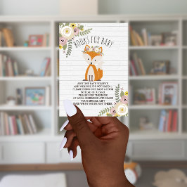 Begäran om Boho Fox Grått Wood Baby Shower Bok Tilläggskort