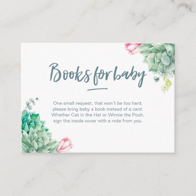 Begäran om bok | Baby Shower Bokar för baby Card Tilläggskort (Framsida)