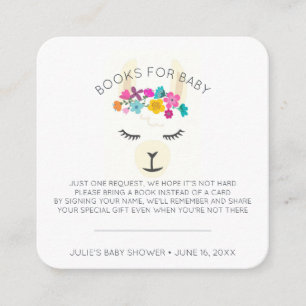 Begäran om bok Blommigt Llama Baby Shower Infoga Tilläggskort