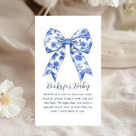 Begäran om bok | Blue Chinoiserie Bow Baby Shower Tilläggskort