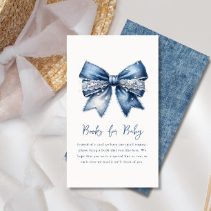 Begäran om bok Blue Jean Denim Bow Baby Shower Tilläggskort