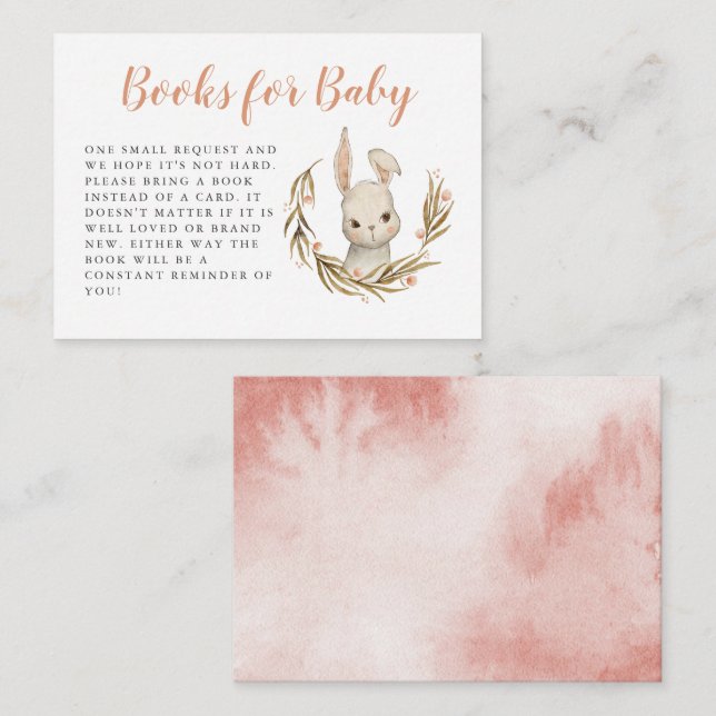 Begäran om Bok för Bebisdusch i Cute Bunny Woodlan Tilläggskort (Fram/baksida)