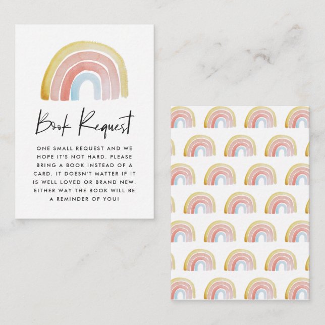 Begäran om Bok för Bebisduschar i cute-vattenfärge Tilläggskort (Fram/baksida)