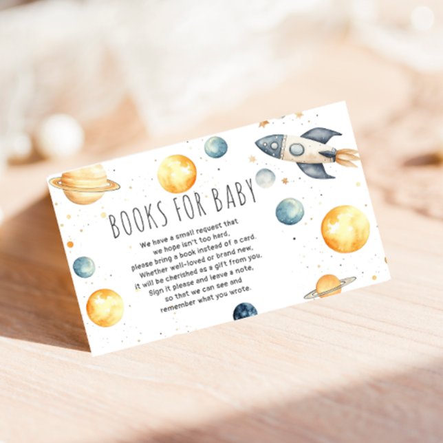 Begäran om Bok för Cute Rymden Starry Baby Shower Tilläggskort (Skapare uppladdad)