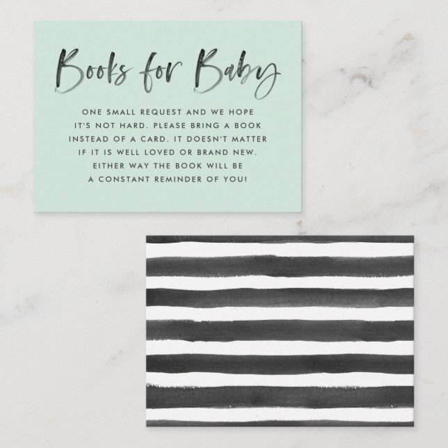 Begäran om Bok för Modern Mint Baby Shower Tilläggskort (Fram/baksida)