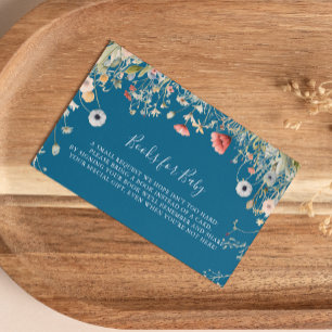 Begäran om Bok för Navy Boho WildblomBaby Shower Tilläggskort