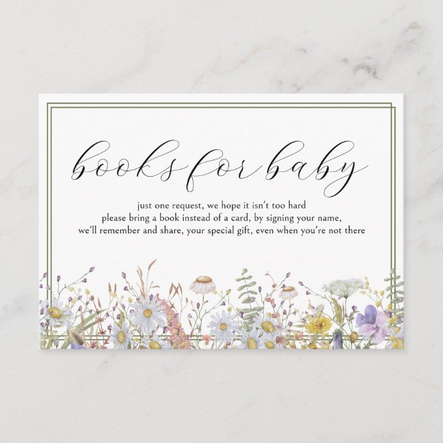 Begäran om Bok för vår WildblomBaby Shower Tilläggskort (Framsida)