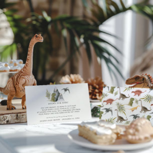 Begäran om bok Little Dinosaur Baby Shower Tilläggskort